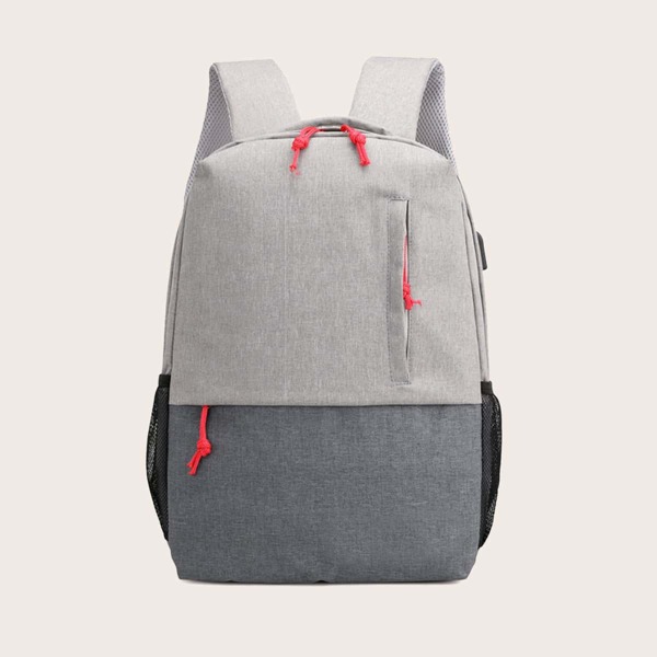 

Large Capacity Zip Front Backpack, Grey