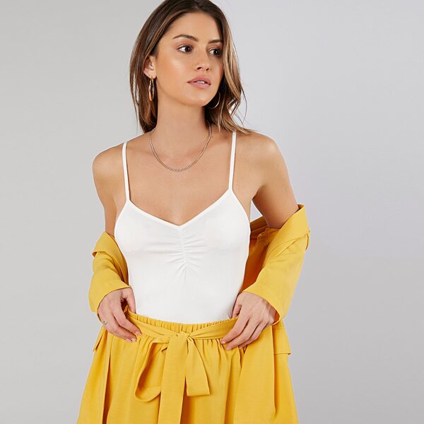 

Ruched Front Cami Top, White