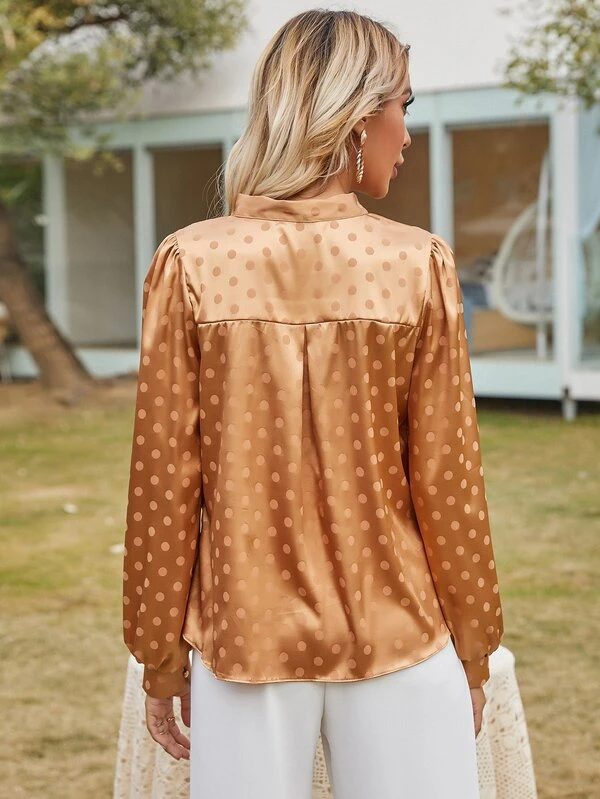 satin polka dot blouse