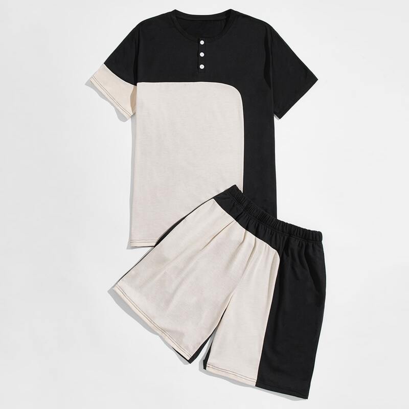 

Guys Two Tone Tee With Track Shorts, Multicolor