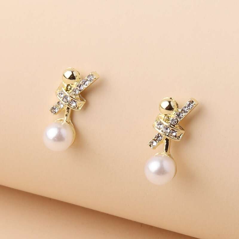 

Faux Pearl Stud Earrings, Gold