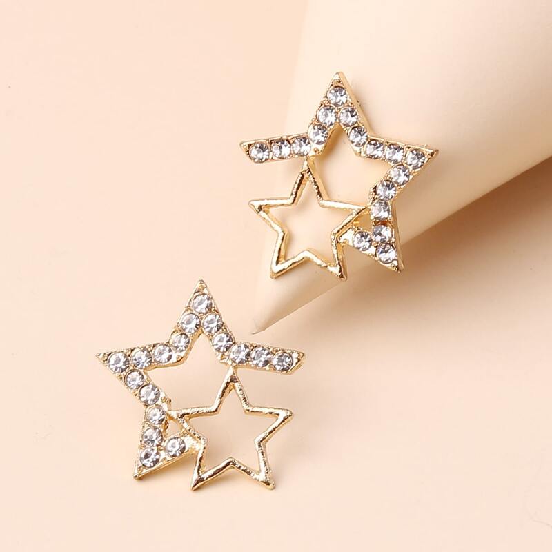 

Rhinestone Star Stud Earrings, Gold