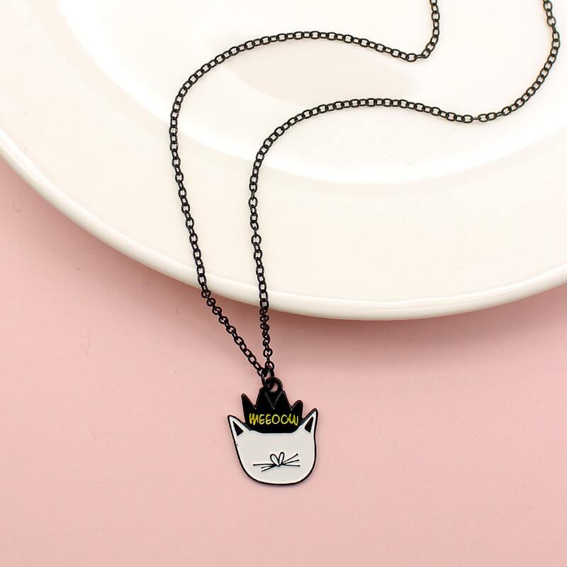

Cartoon Charm Necklace, Black and white
