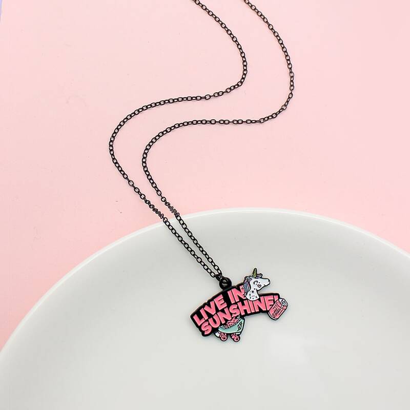 

Letter & Unicorn Charm Necklace, Multicolor