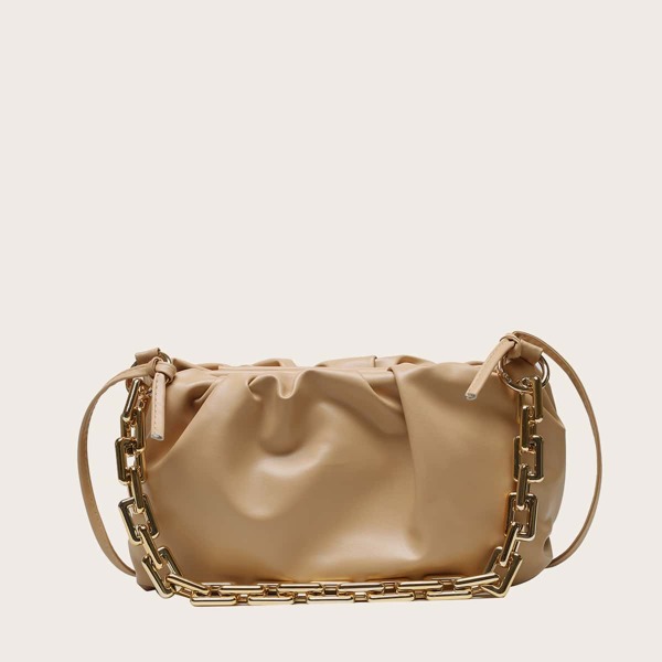 

Chain Ruched Bag, Khaki