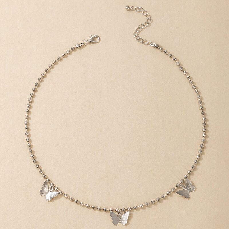 

1pc Butterfly Charm Choker, Silver