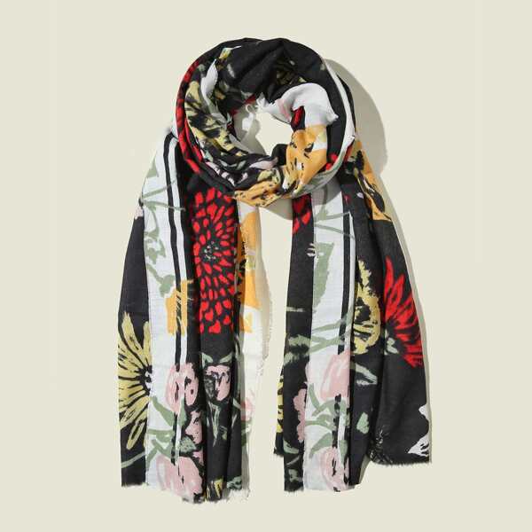 

Flower Pattern Scarf, Multicolor