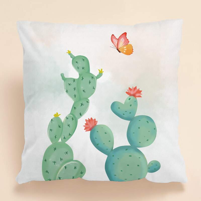 

Cactus Print Cushion Cover Without Filler, Multicolor