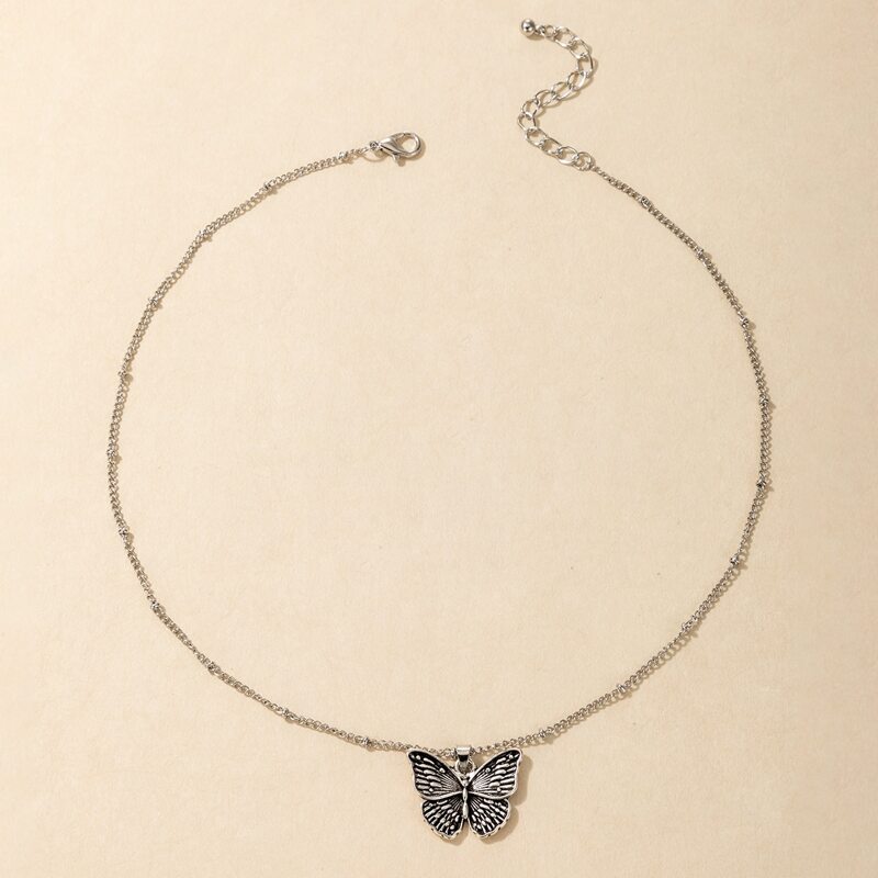 

1pc Butterfly Charm Chain Necklace, Silver