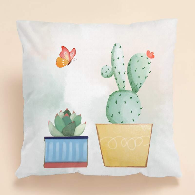 

Cactus Print Cushion Cover Without Filler, Multicolor