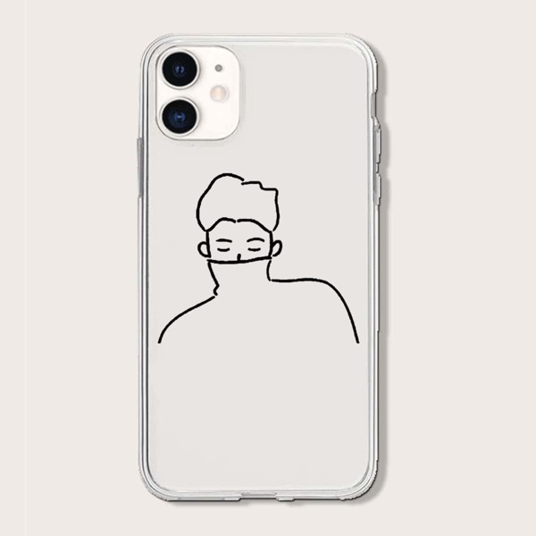 

Line Art Boy Print iPhone Case, Clear