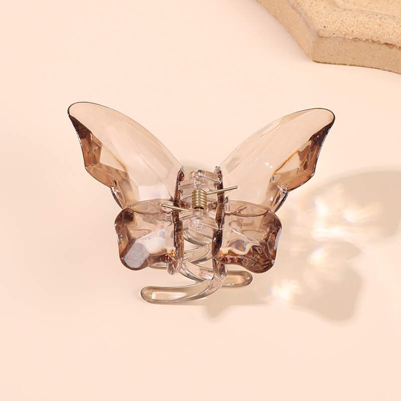

1pc Clear Butterfly Hair Claw, Grey