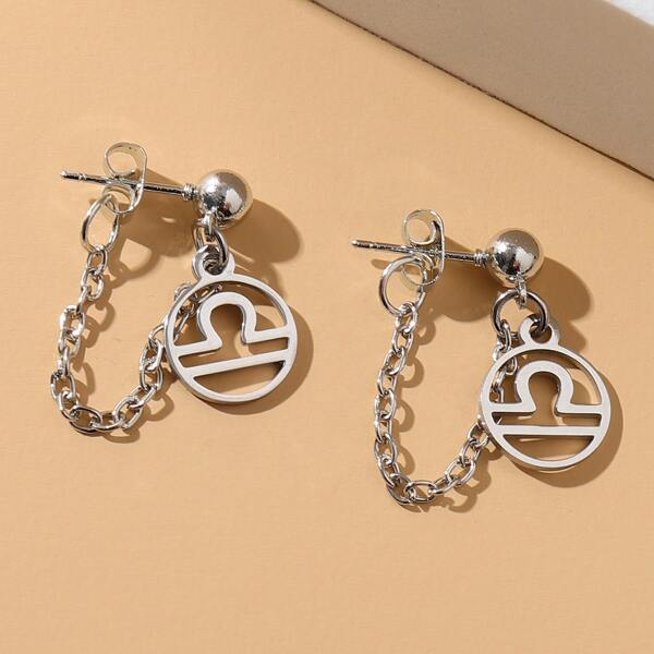 

Constellation Decor Chain Drop Earrings, Silver