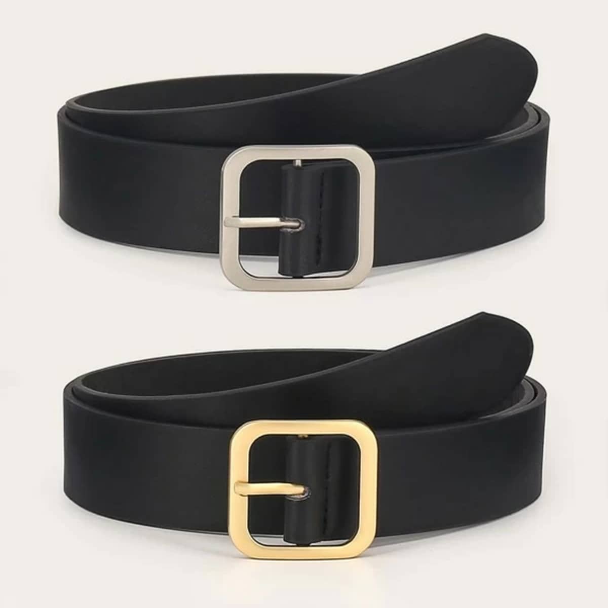 

2pcs Square Buckle Belt, Black