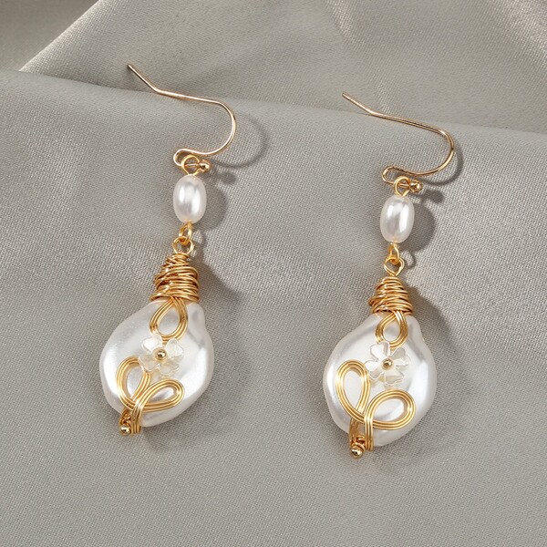 

Faux Pearl Drop Earrings, Multicolor