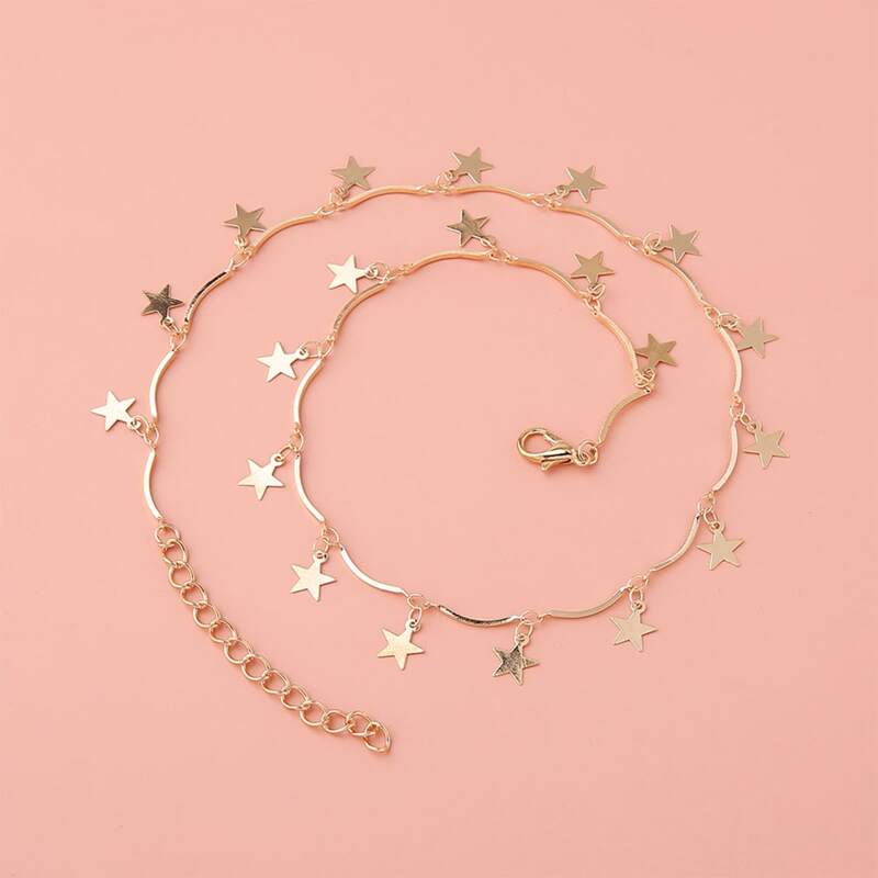 

1pc Star Charm Chain Necklace, Gold