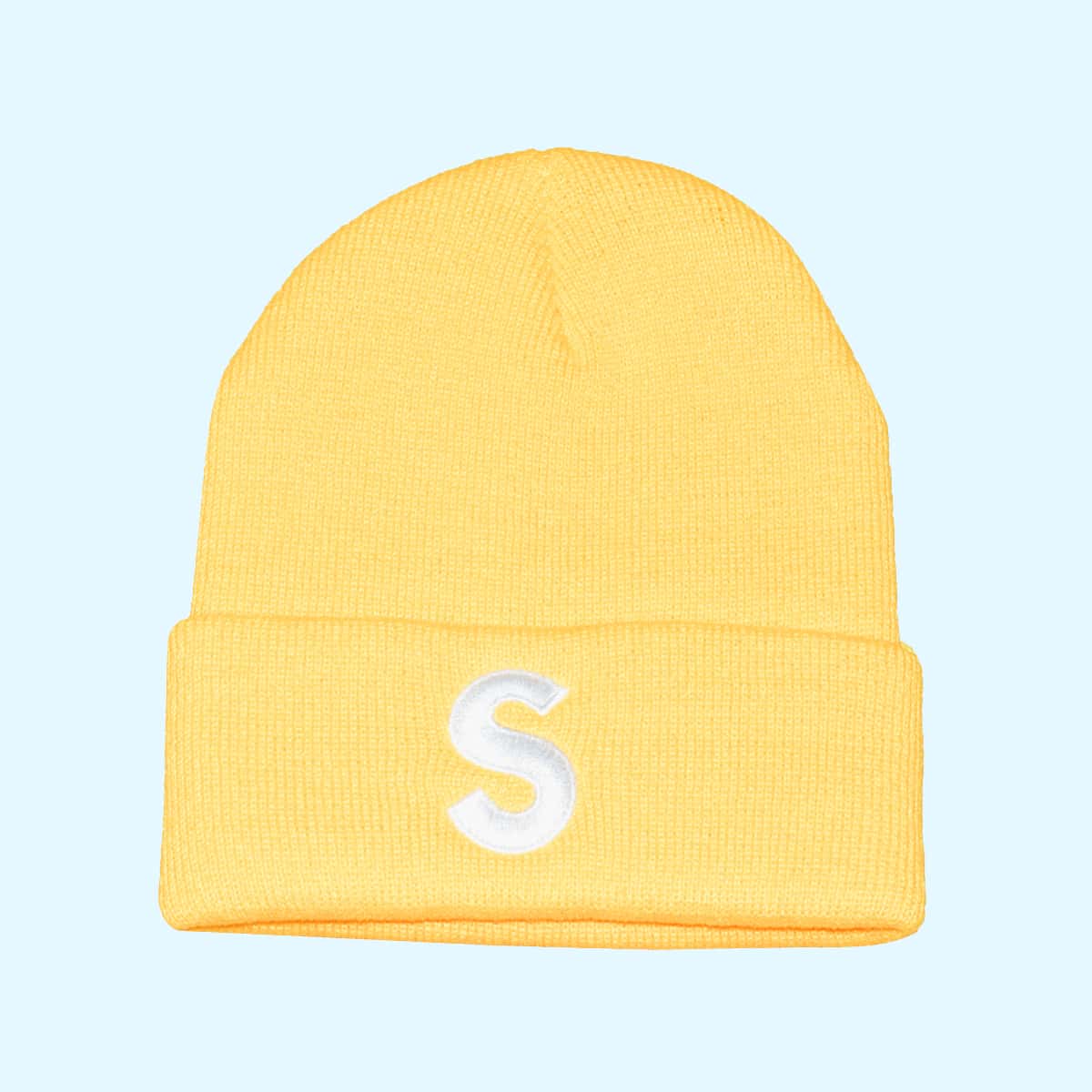 

Letter Embroidery Beanie, Yellow