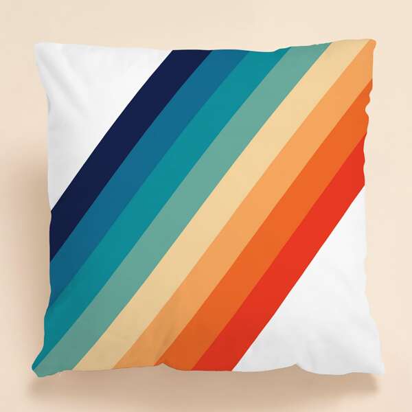 

Rainbow Stripe Cushion Cover Without Filler, Multicolor
