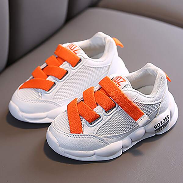 

Toddler Boys Letter Graphic Mesh Panel Sneakers, Orange