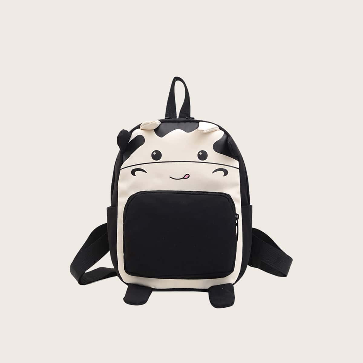 

Front Pocket Cartoon Backpack, Black