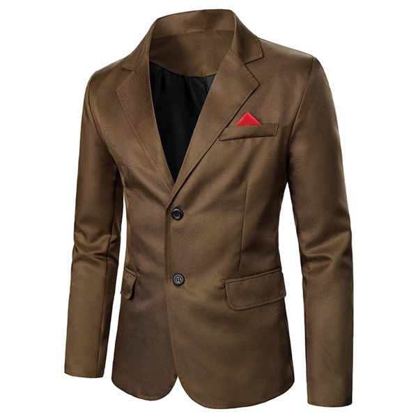 

Men Lapel Neck Single Breasted Blazer, Coffee brown