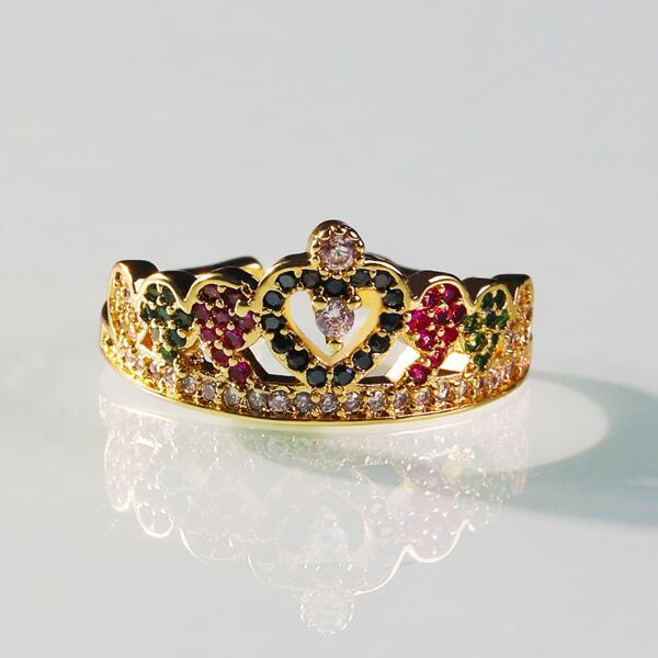 

Gold Plated Rhinestone Decor Crown Design Ring