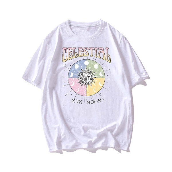 

Men Sun And Moon Print Tee, White