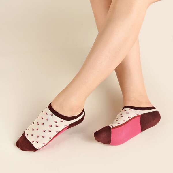 

2pairs Graphic Ankle Socks, Multicolor