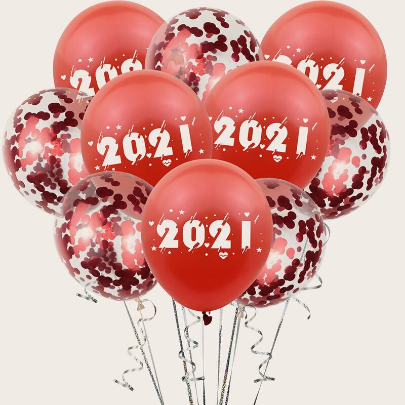 

10pcs 2021 Confetti Balloon, Red