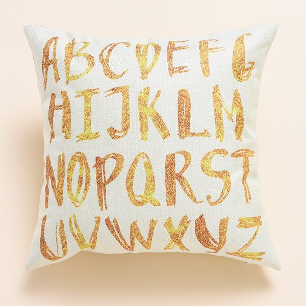 

Alphabet Print Cushion Cover Without Filler, Beige