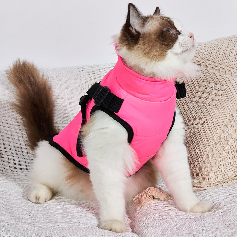 

Contrast Binding Pet Coat, Hot pink