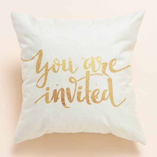 

Slogan Graphic Cushion Cover Without Filler, Beige