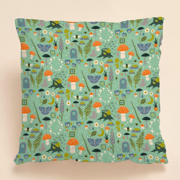 

Plants Print Cushion Cover Without Filler, Green