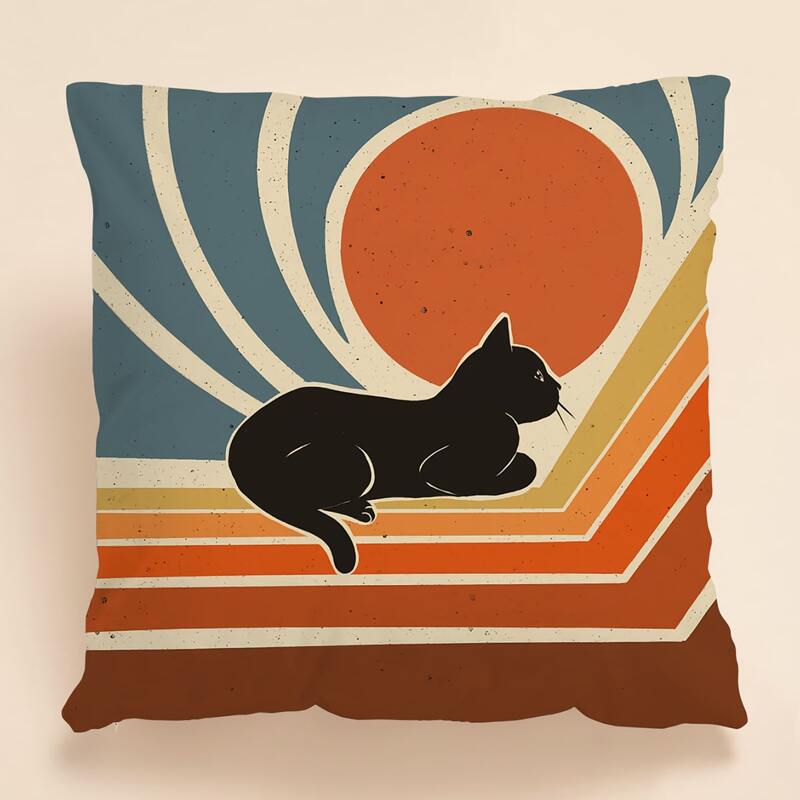 

Cat Print Cushion Cover Without Filler, Multicolor