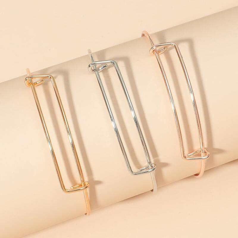 

3pcs Hollow Out Bangle, Multicolor