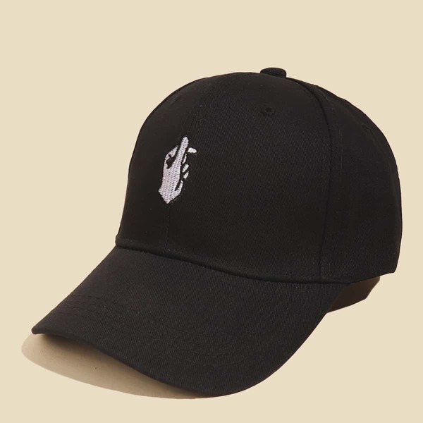 

Gesture Embroidery Baseball Cap, Black