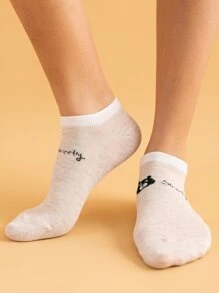 5pairs Letter Graphic Cartoon Graphia Socks - Multicolor - View 4