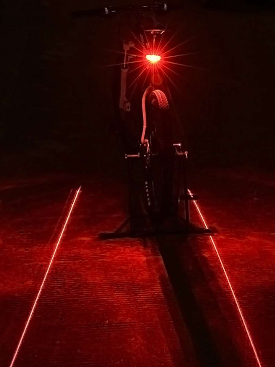 1pc Multifunctional Red Bicycle Tail Light With Flashing Warning Light, Parallel Line Laser Beam And Widened Light Beam, For Night Cycling Safety Equipment