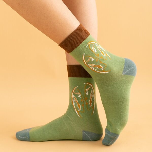 

Cartoon Graphic Socks, Green