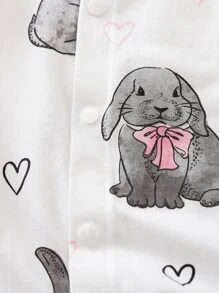 Yierying Baby Girl Ruffle Trim Cartoon Graphic Romper - White - View 3