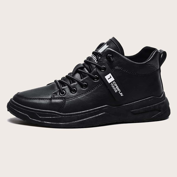 

Men Lace-up Front Letter Graphic Sneakers, Black