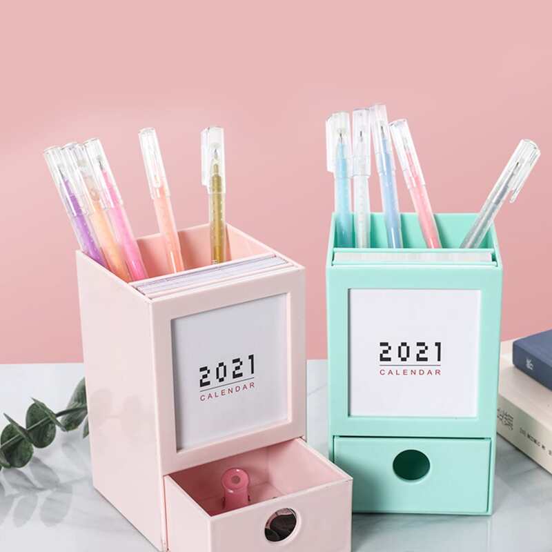 

1pc Random Drawer Pen Holder With 35sheets Memo Paper, Multicolor