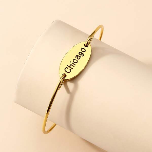 

Letter Engraved Bangle, Gold