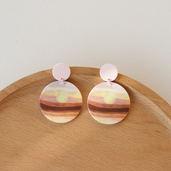 

Graphic Round Drop Earrings, Multicolor