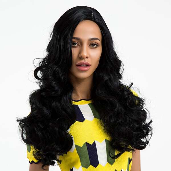 

Natural Long Curly Wig, Black