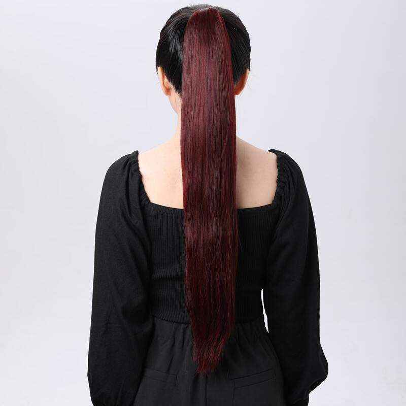

Natural Long Straight Ponytail Hair Extension, Burgundy