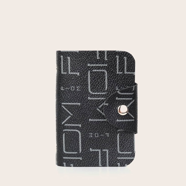 

Snap Button Graphic Card Holder, Black