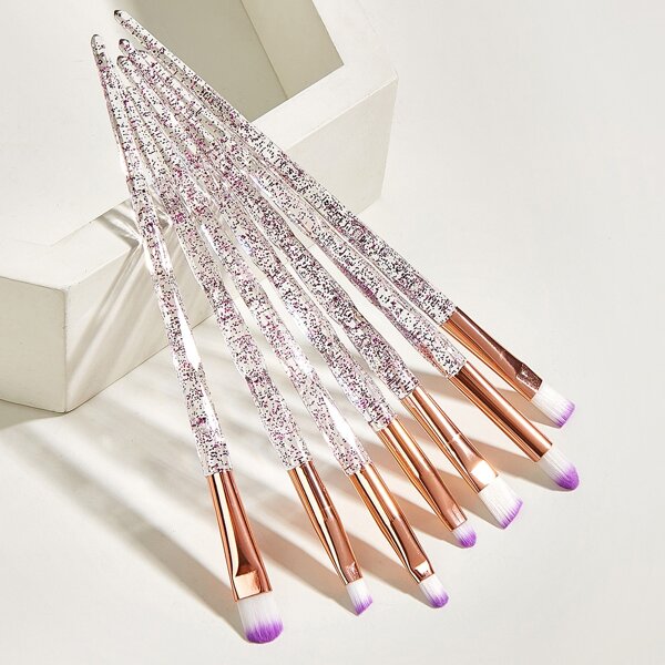 

7pcs Glitter Handle Eyebrow Brush, Purple