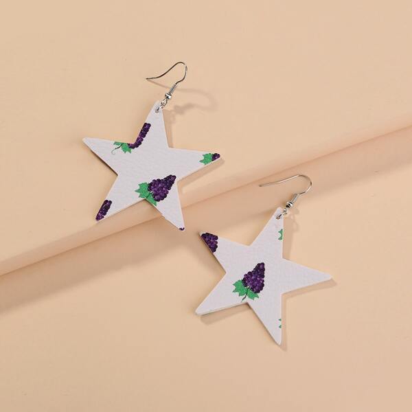 

Fruit Print Star Drop Earrings, Multicolor