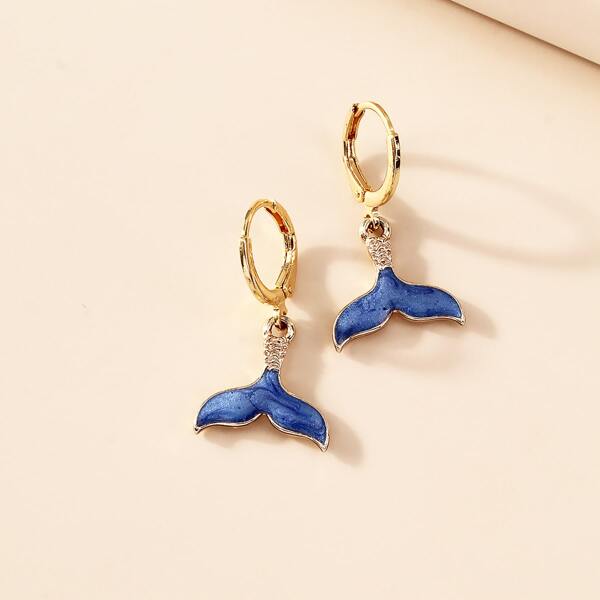 

Fish Tail Drop Earrings, Blue